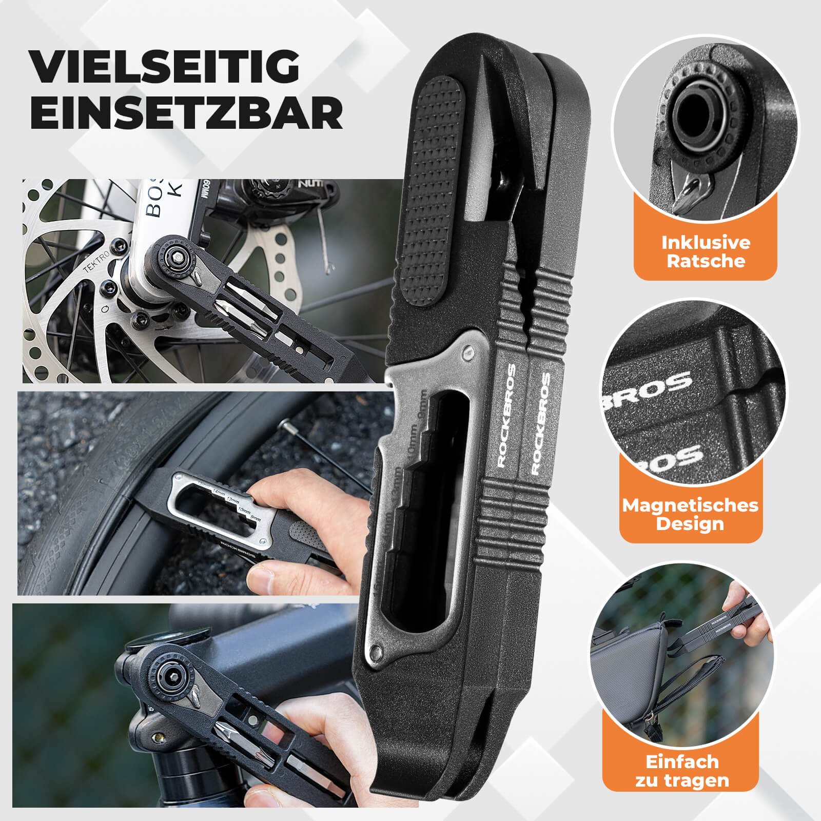 16 in 1 Fahrradwerkzeug Mini Tool Set Reifenheber mit Ratschenschlüssel - Werkzeuge ROCKBROS - EU - NooMii