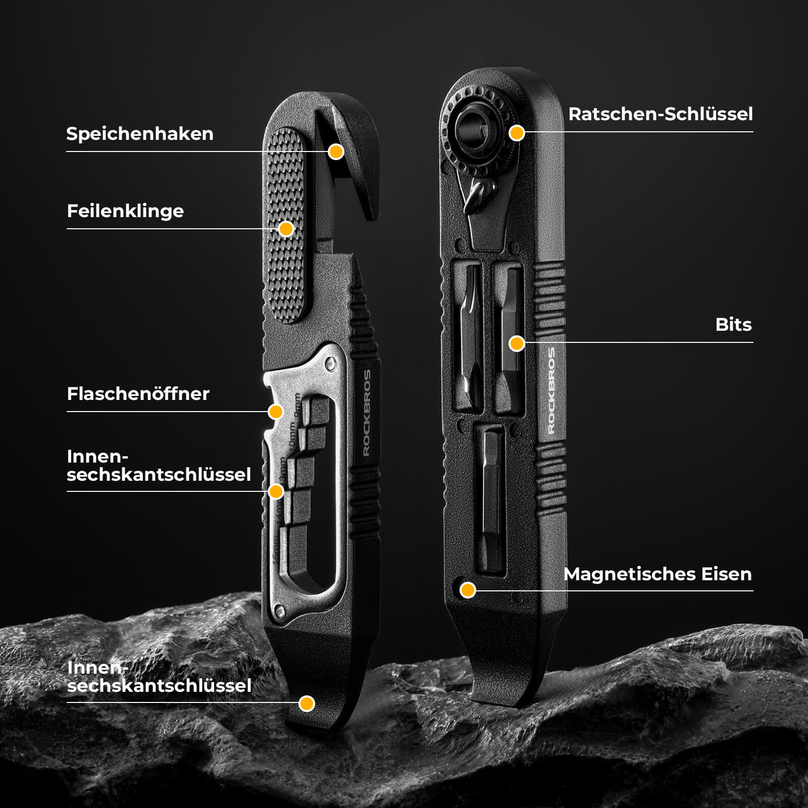 16 in 1 Fahrradwerkzeug Mini Tool Set Reifenheber mit Ratschenschlüssel - Werkzeuge ROCKBROS - EU - NooMii