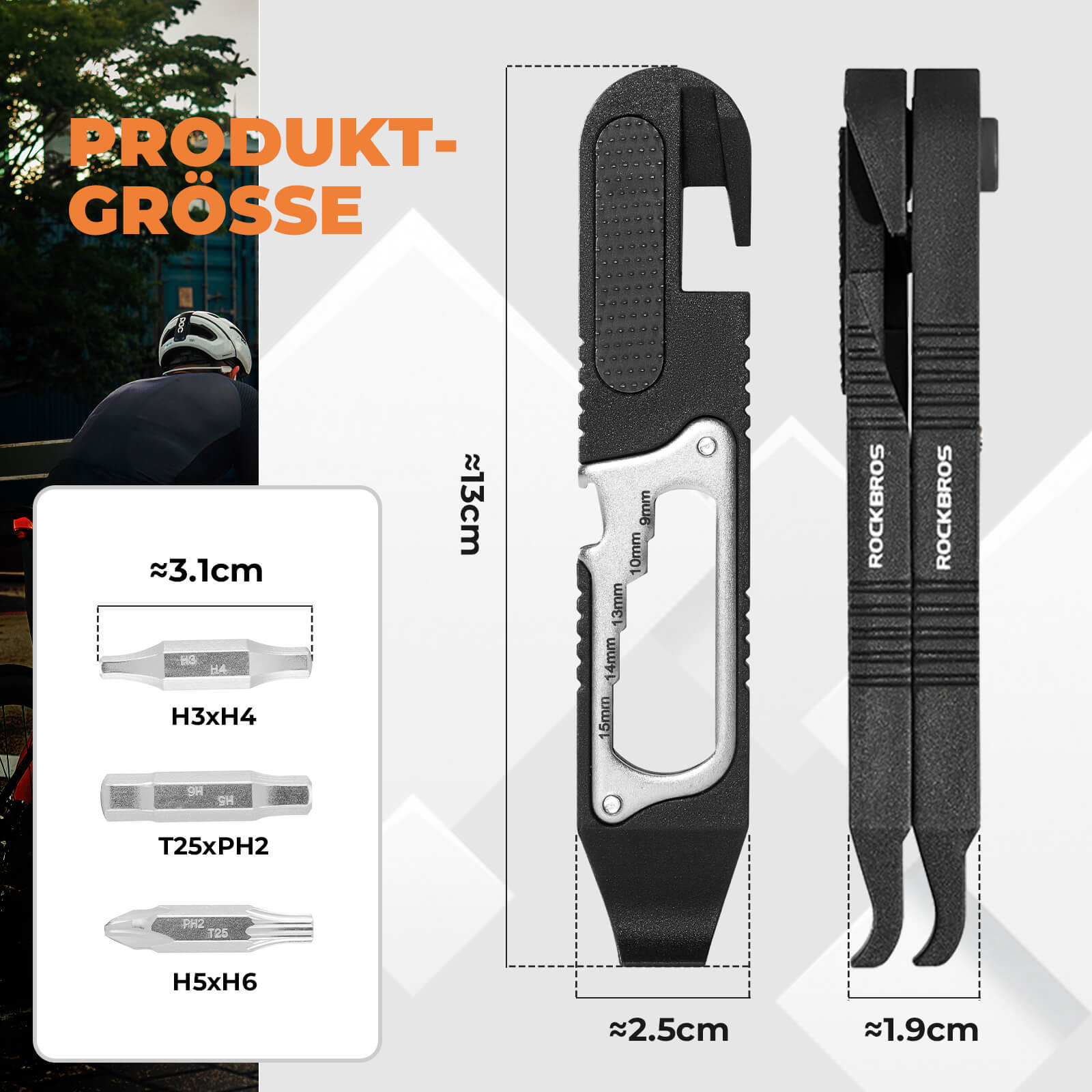 16 in 1 Fahrradwerkzeug Mini Tool Set Reifenheber mit Ratschenschlüssel - Werkzeuge ROCKBROS - EU - NooMii