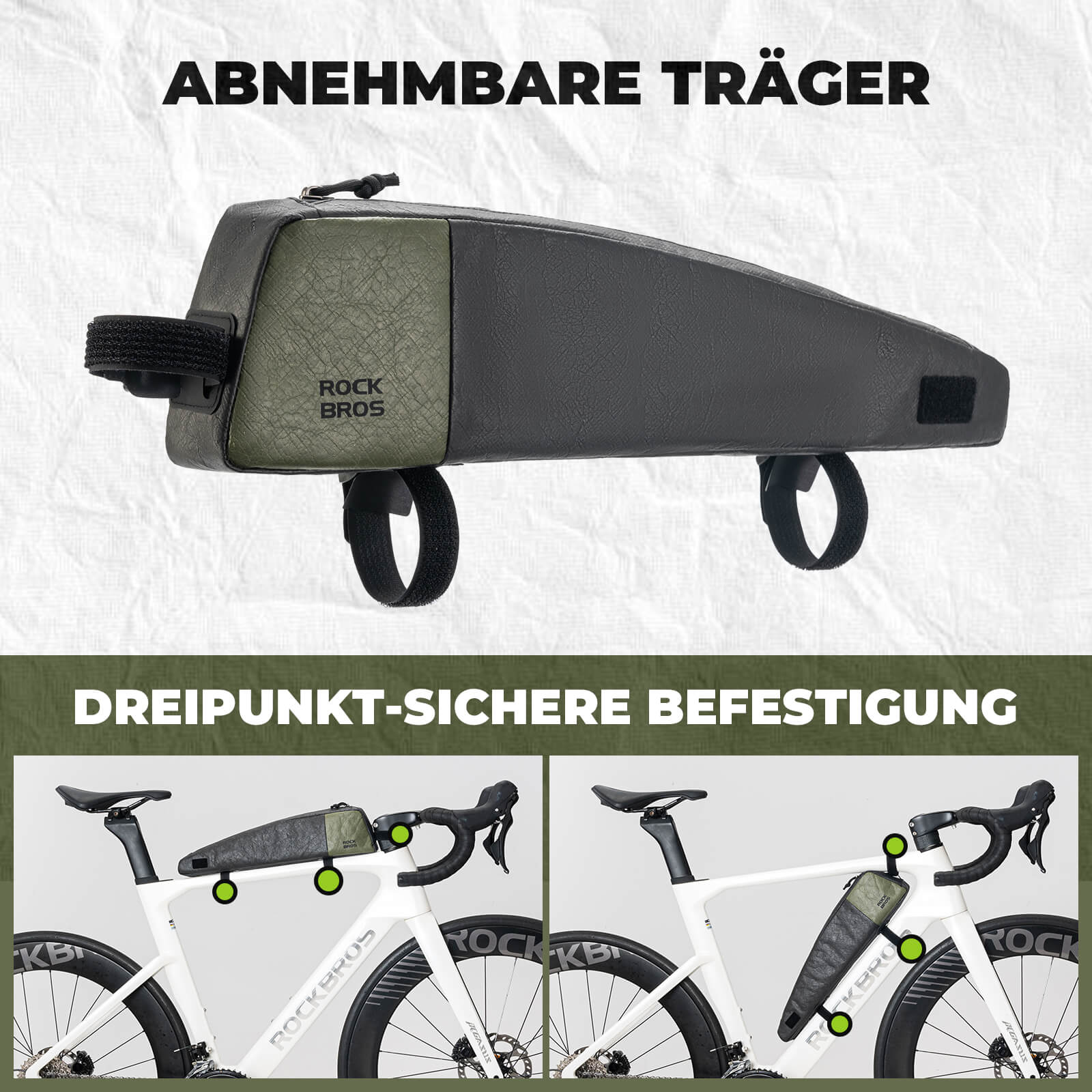 2 - in - 1 Oberrohrtasche Wasserabweisend mit Schultergurt 0,9L - Fahrradtaschen ROCKBROS - EU - NooMii