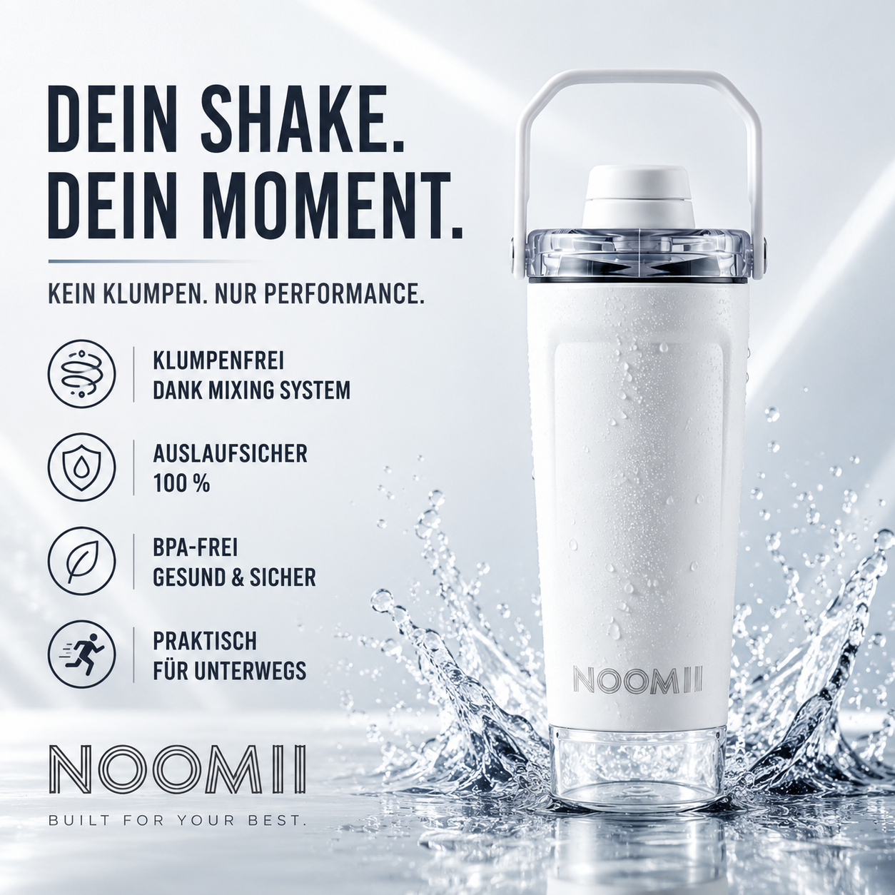 NooMii ProShake 600 – Edelstahl Thermo-Shaker mit Pulverfach (600 ml)
