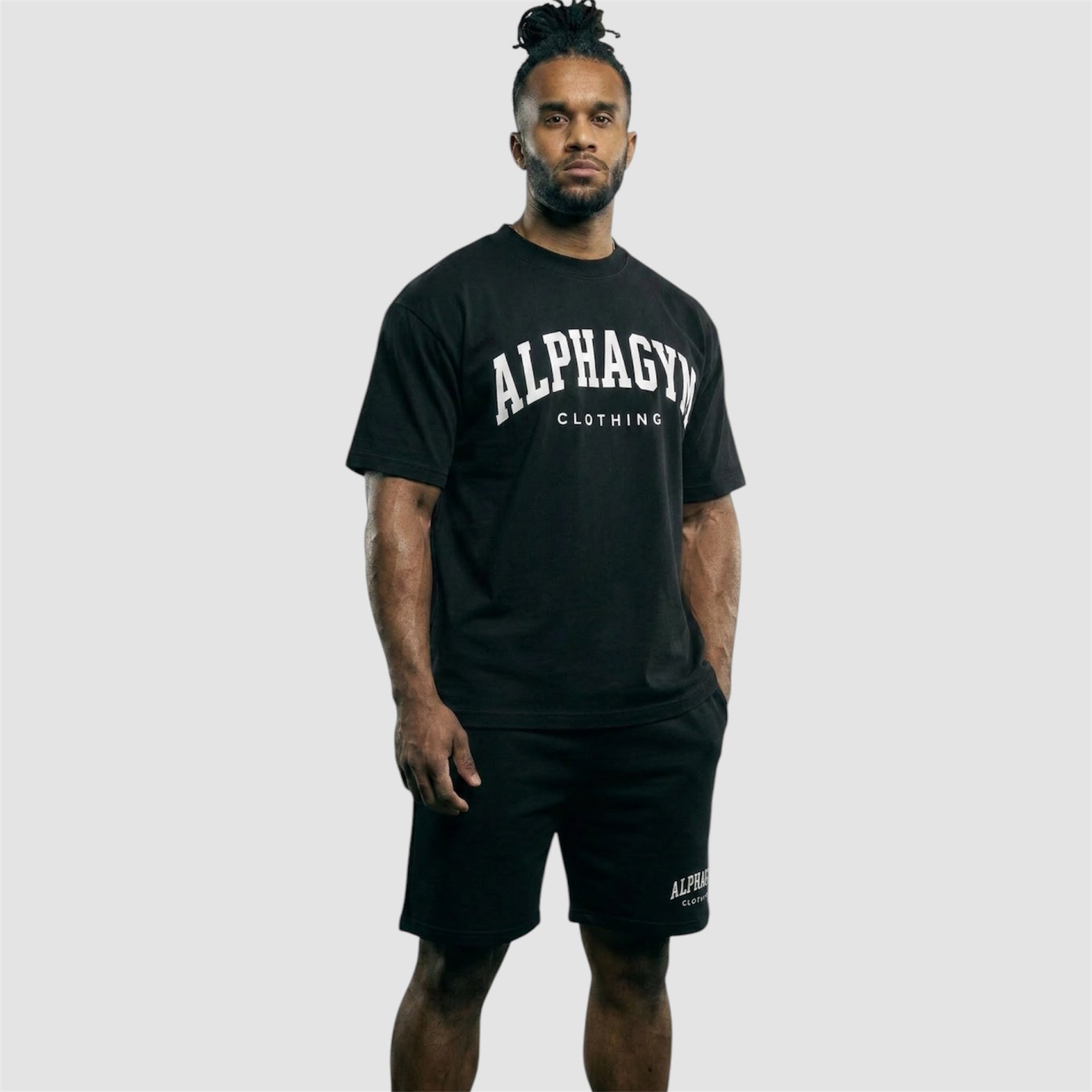 ALPHA GYM "COLLEGE" OVERSIZED FITNESS T-SHIRT BLACK