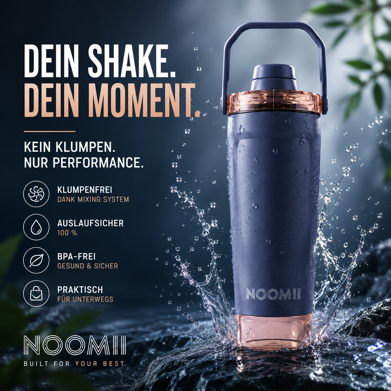 NooMii ProShake 600 – Edelstahl Thermo-Shaker mit Pulverfach (600 ml)