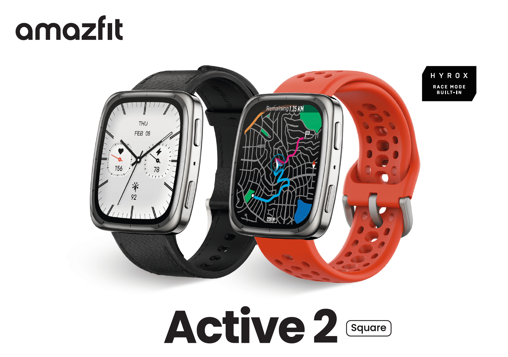 Amazfit Active 2 (Square) - Black - Smartwatch Amazfit - NooMii