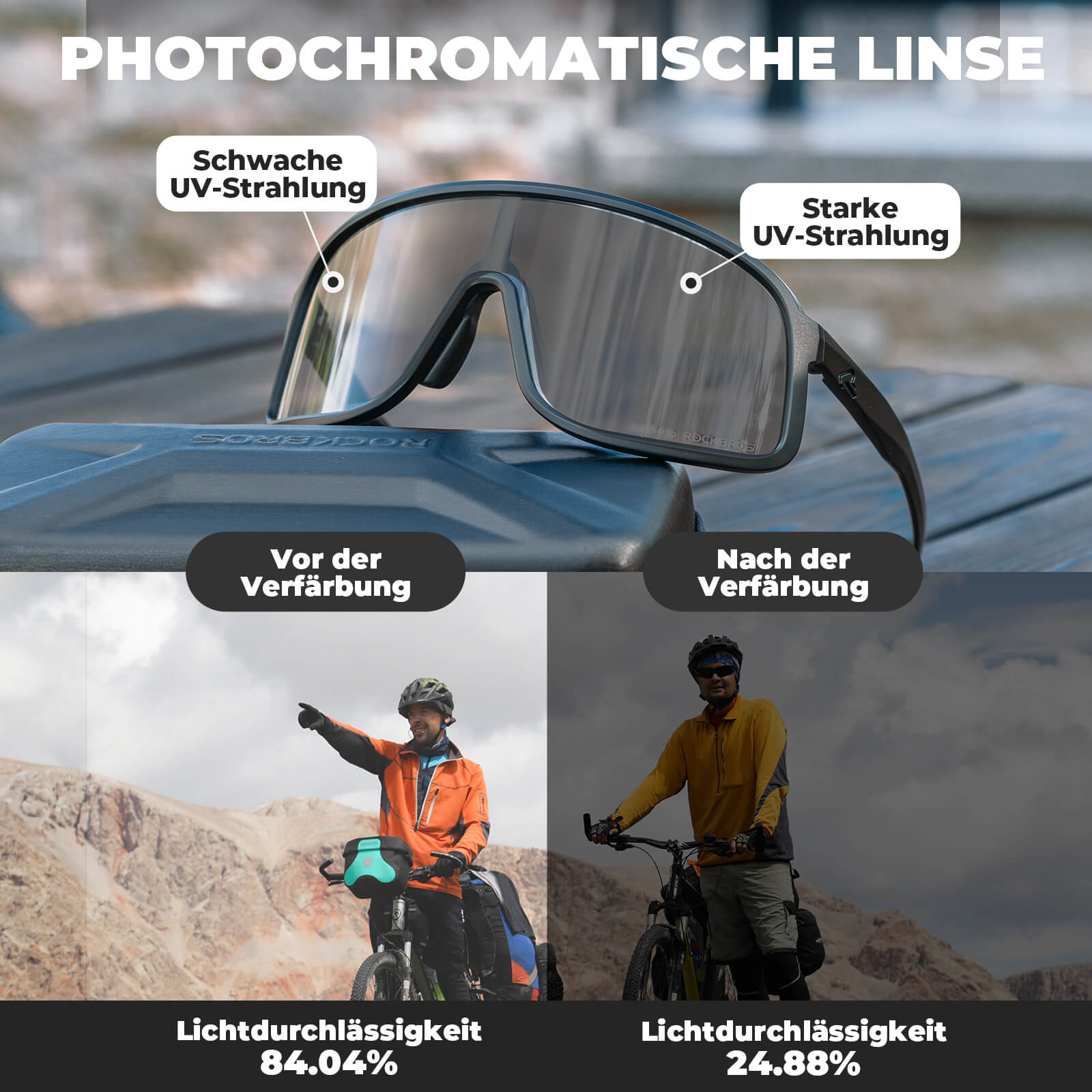 Anti - Beschlag Sonnenbrille Selbsttönend – SHOWDOW Serie - Fahrradbrille ROCKBROS - EU - NooMii