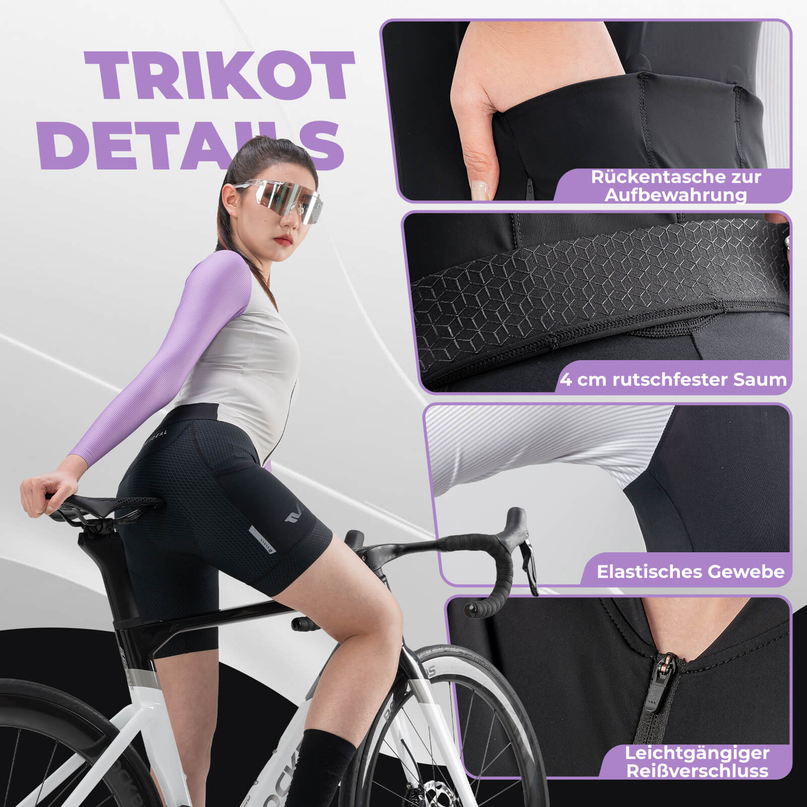 Damen Langarm - Radtrikot Fahrrad Jersey für MTB & Rennrad - Fahrradtrikot ROCKBROS - EU - NooMii