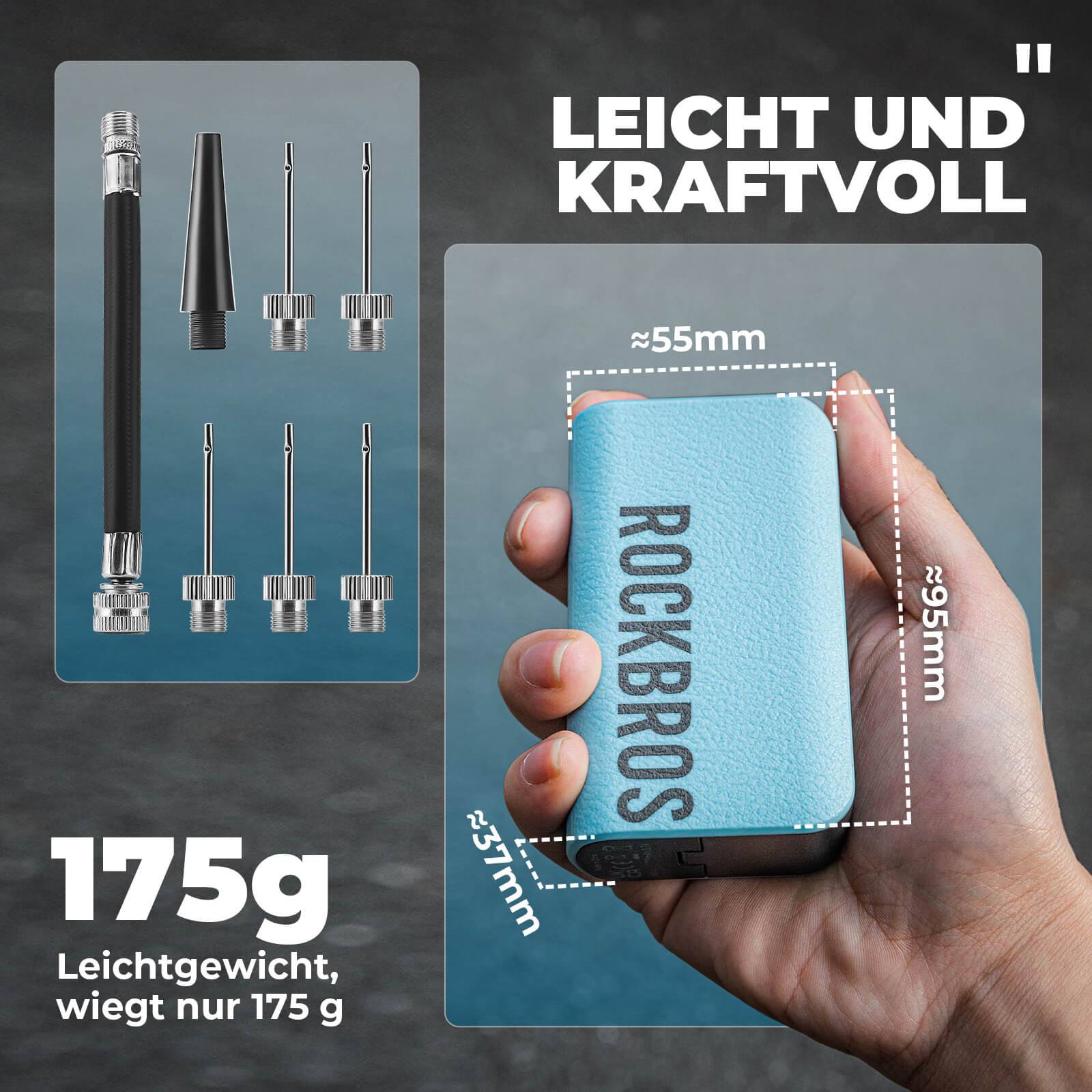 Elektrische Ballpumpe Luftpumpe 4 Ersatznadeln - Fahrrad Luftpumpen ROCKBROS - EU - NooMii