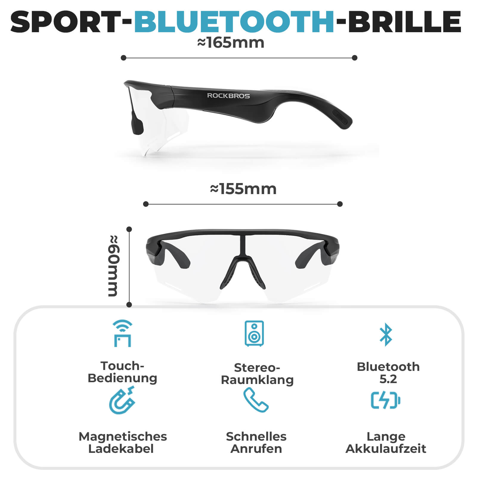 Elektronische Brille Intelligente Fahrradbrille Selbsttönend/Polarisiert - Fahrradbrille ROCKBROS - EU - NooMii