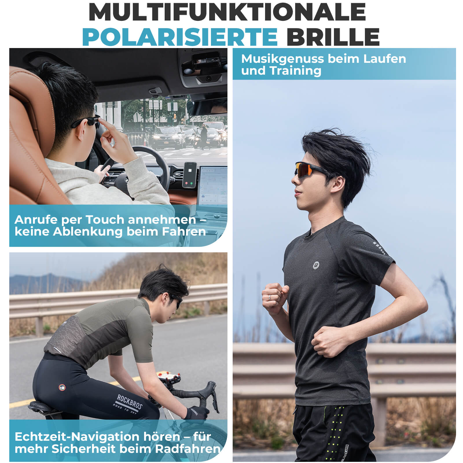 Elektronische Brille Intelligente Fahrradbrille Selbsttönend/Polarisiert - Fahrradbrille ROCKBROS - EU - NooMii