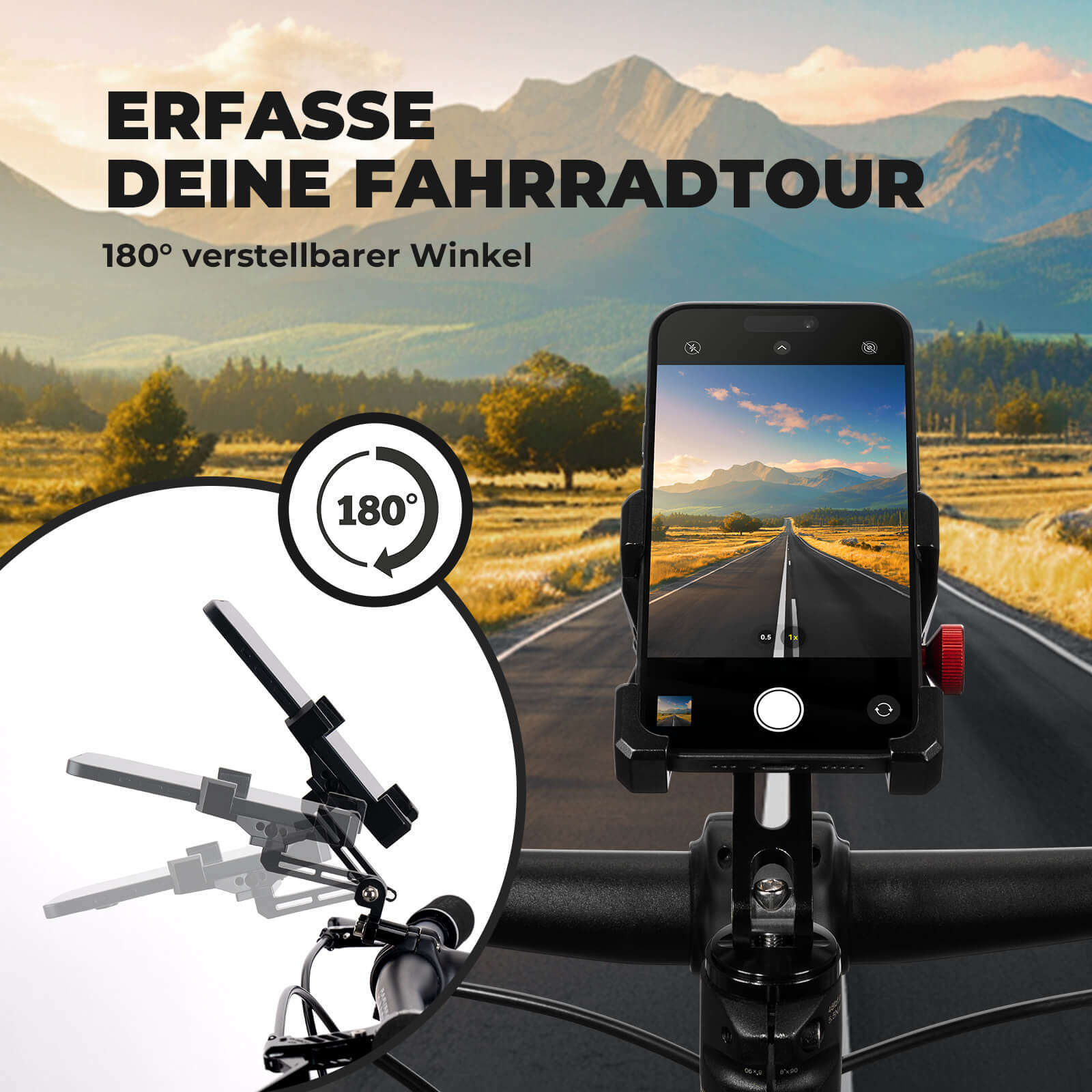 Fahrrad Handyhalterung 180° Drehbar für Handy 4.7~7.09" - Fahrrad Handyhalterung ROCKBROS - EU - NooMii
