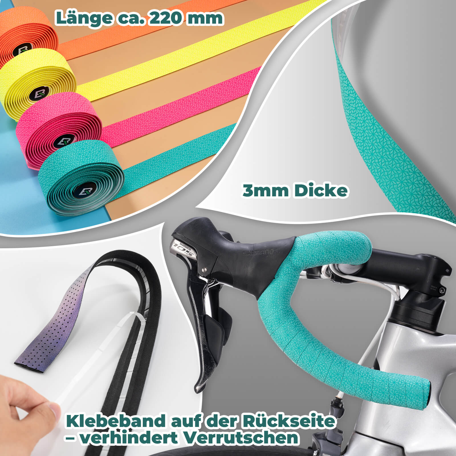 Fahrrad Lenkerband Griffband Lang 220cm für MTB Rennrad Vier Farben - Lenkerband ROCKBROS - EU - NooMii