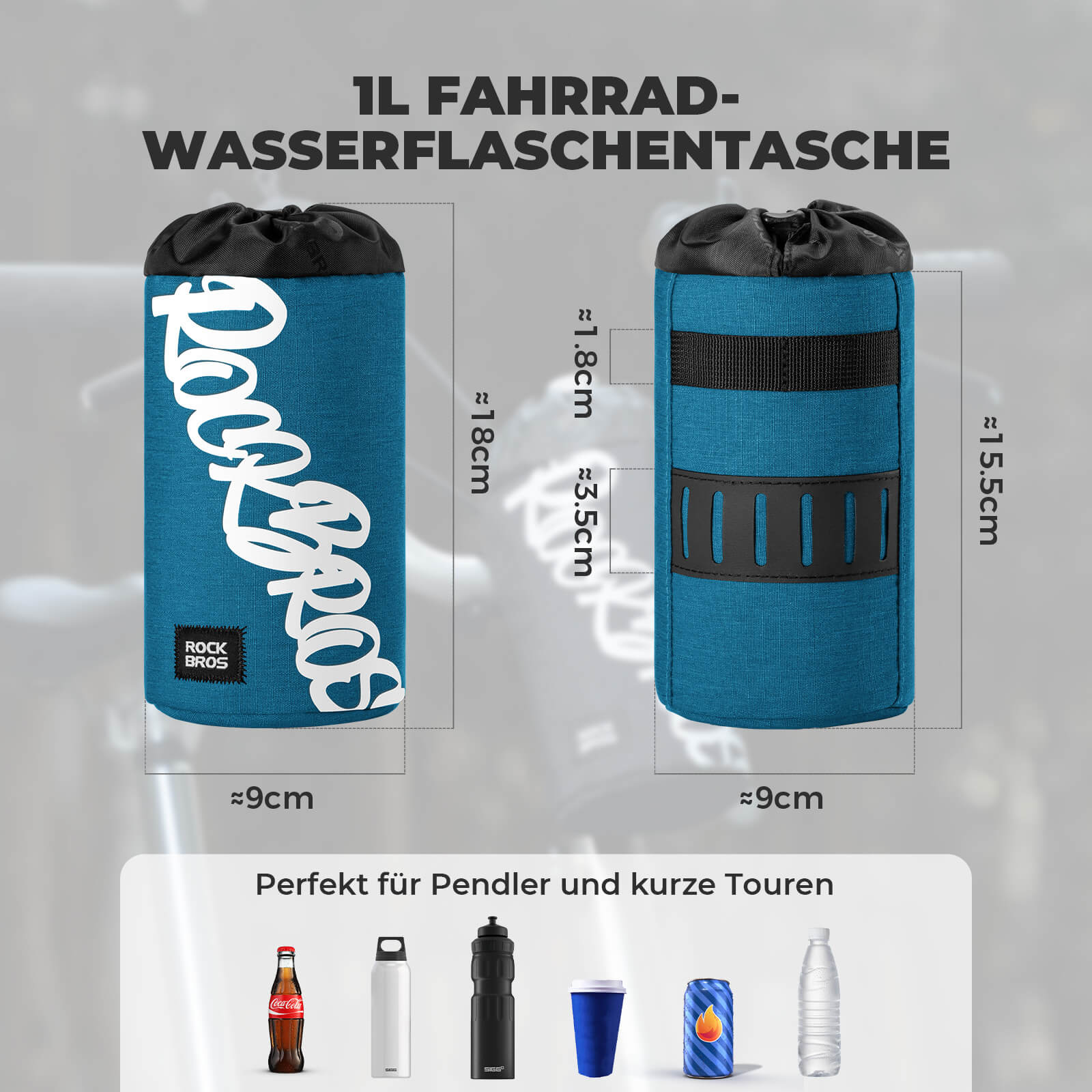 Fahrrad Lenkertasche Mini 1L für Trinkflaschen Ø9 cm - Fahrradtaschen ROCKBROS - EU - NooMii