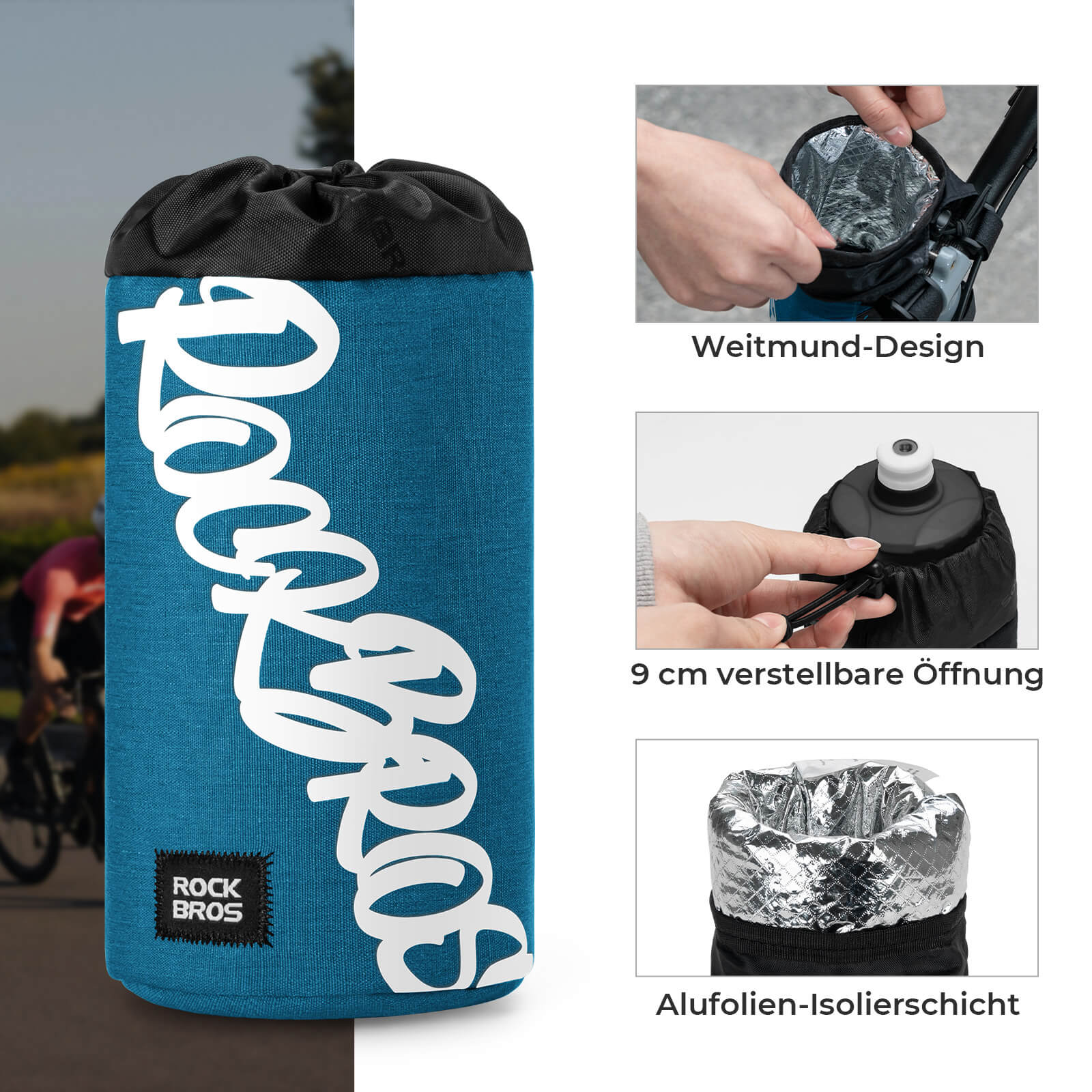 Fahrrad Lenkertasche Mini 1L für Trinkflaschen Ø9 cm - Fahrradtaschen ROCKBROS - EU - NooMii
