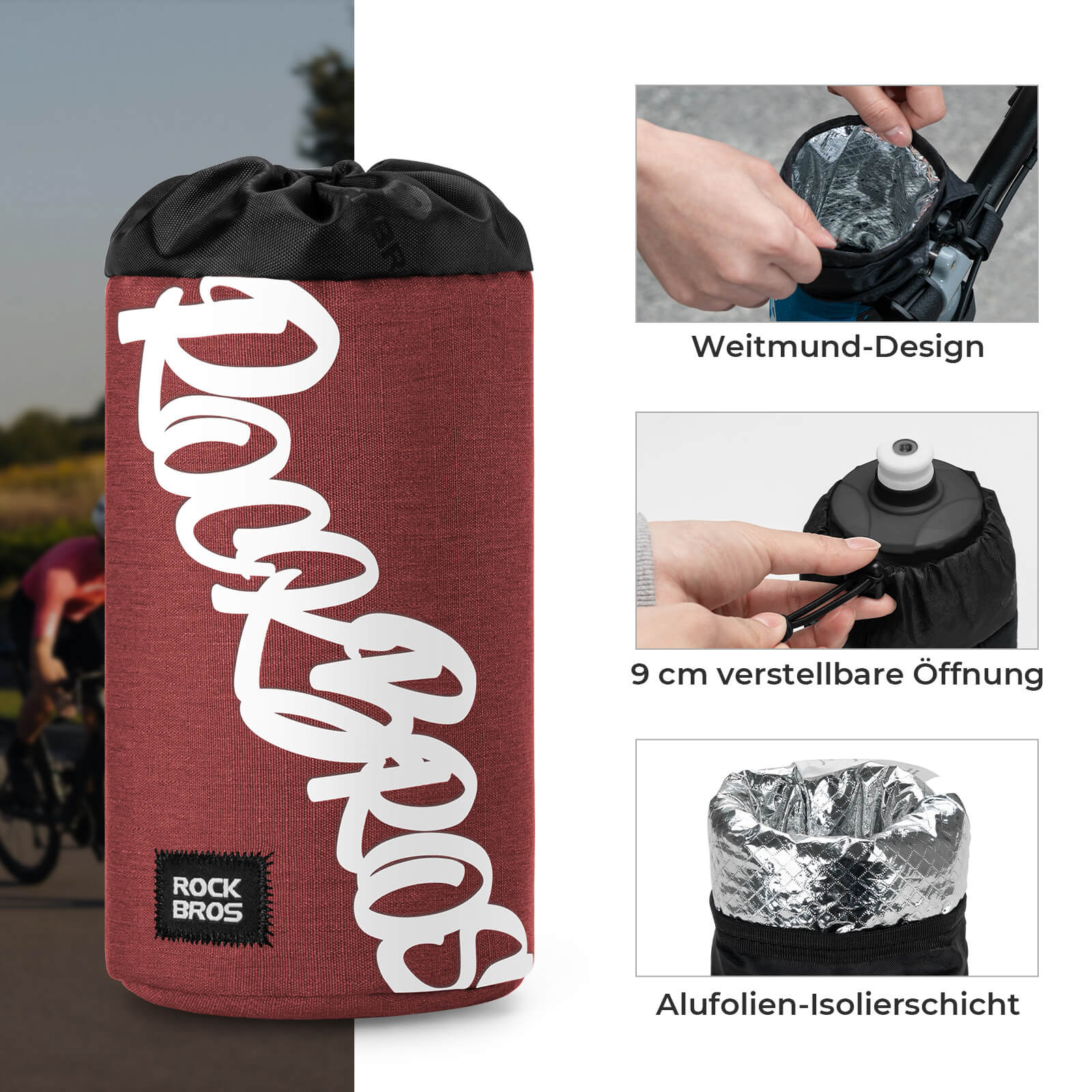 Fahrrad Lenkertasche Mini 1L für Trinkflaschen Ø9 cm - Fahrradtaschen ROCKBROS - EU - NooMii