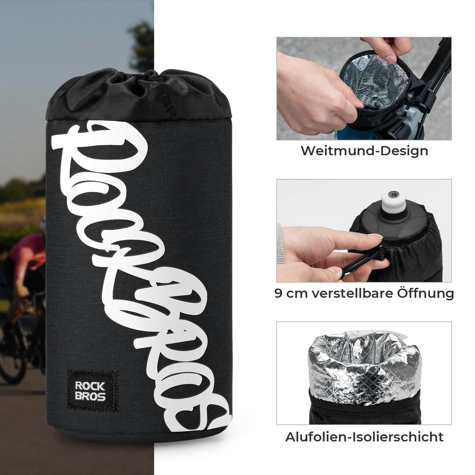 Fahrrad Lenkertasche Mini 1L für Trinkflaschen Ø9 cm - Fahrradtaschen ROCKBROS - EU - NooMii
