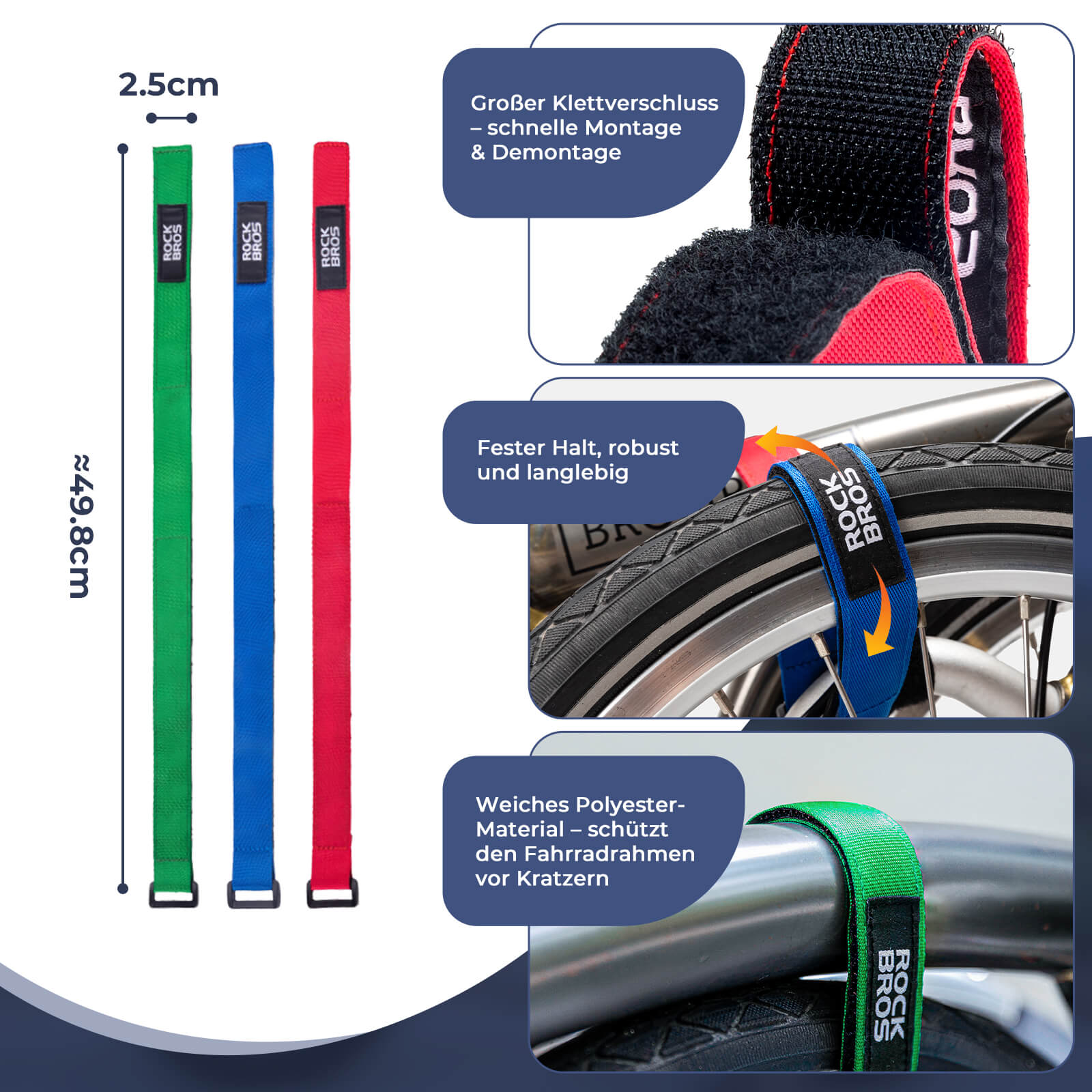 Fahrrad - Stabilisator - Gurte Hosenband für Brompton Fahrrad - Reflektorbänder ROCKBROS - EU - NooMii