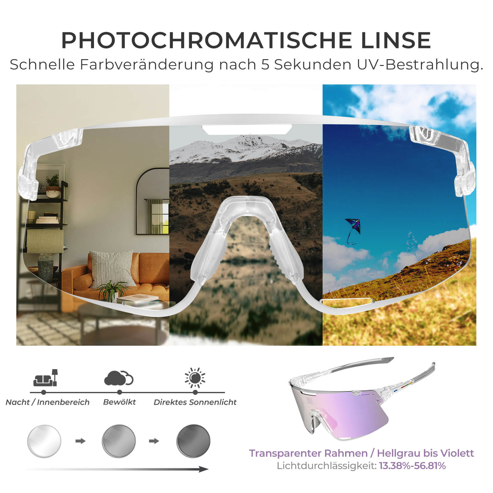 Fahrradbrille Drei - Gläser Konfigurationssystem - BOUNDLESS Serie - Fahrradbrille ROCKBROS - EU - NooMii