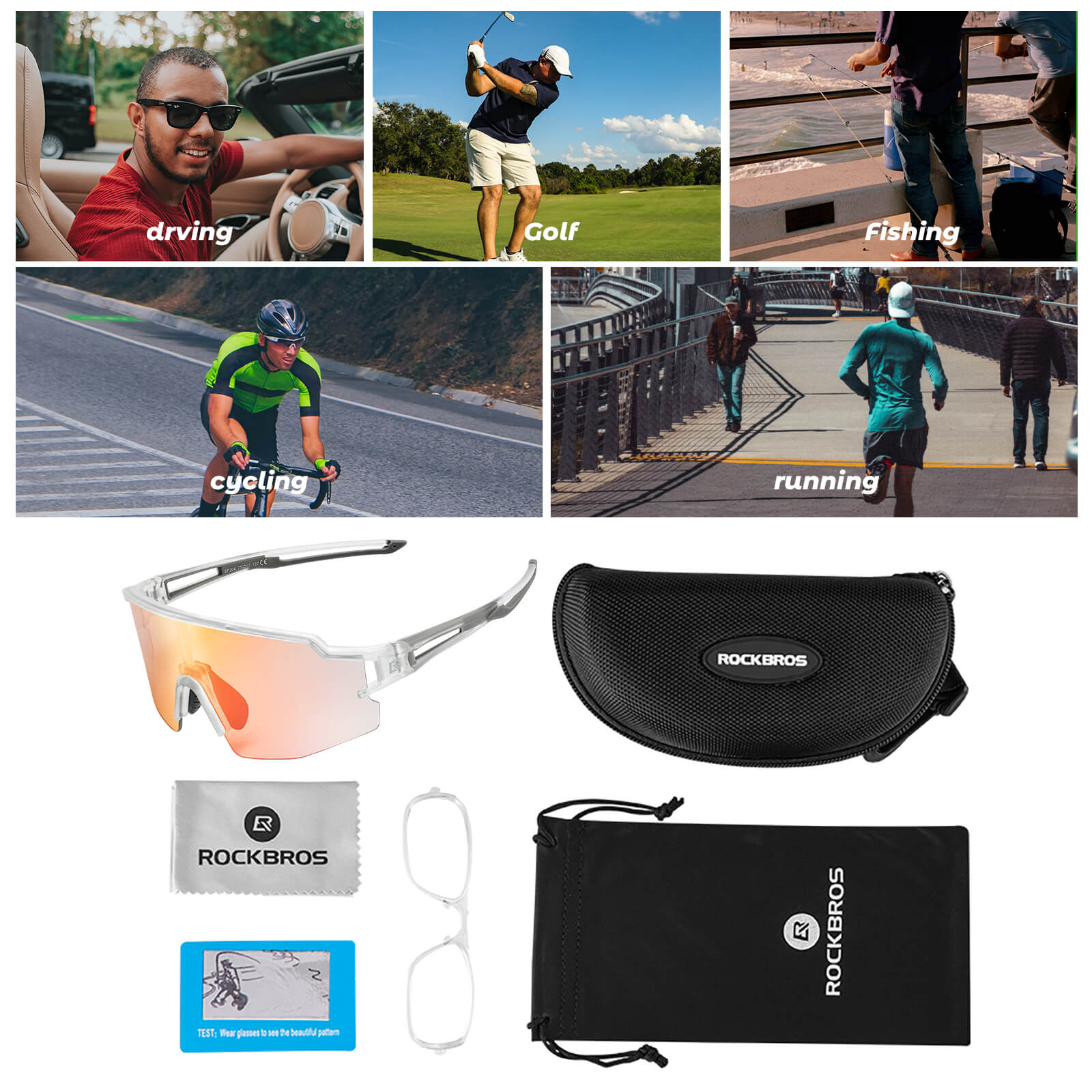 Fahrradbrille Photochromatisch Sonnenbrille UV400 - Schutz - Fahrradbrille ROCKBROS - EU - NooMii