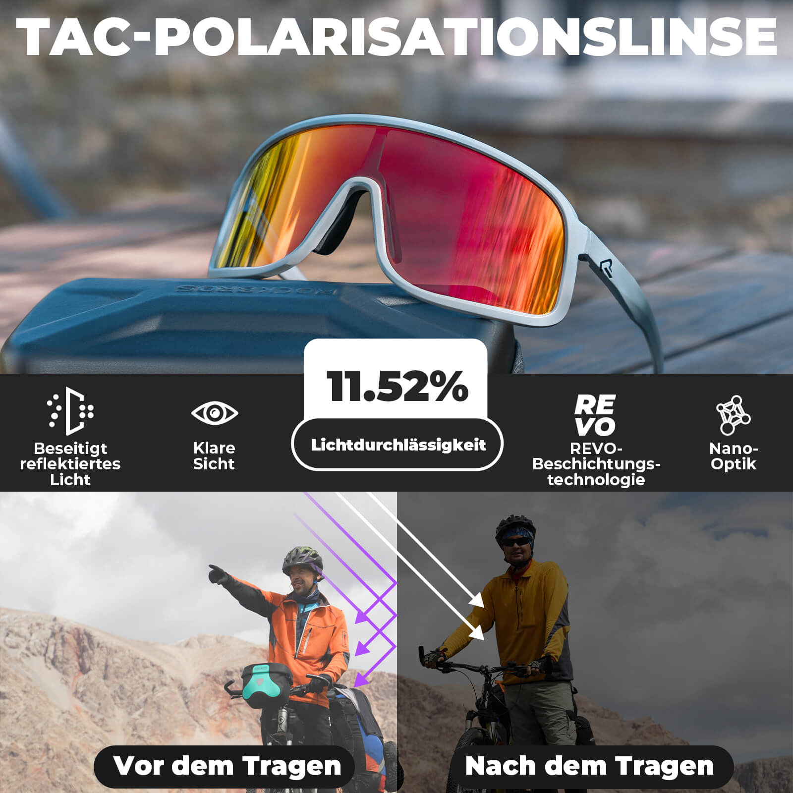 Fahrradbrille Polarisiert Sonnenbrille UV400 - Schutz – SHOWDOW Serie - Fahrradbrille ROCKBROS - EU - NooMii