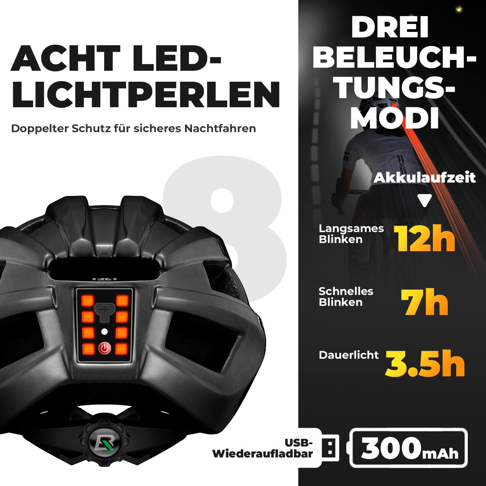 Fahrradhelm mit Rücklicht 55 - 60cm - Fahrradhelme ROCKBROS - EU - NooMii