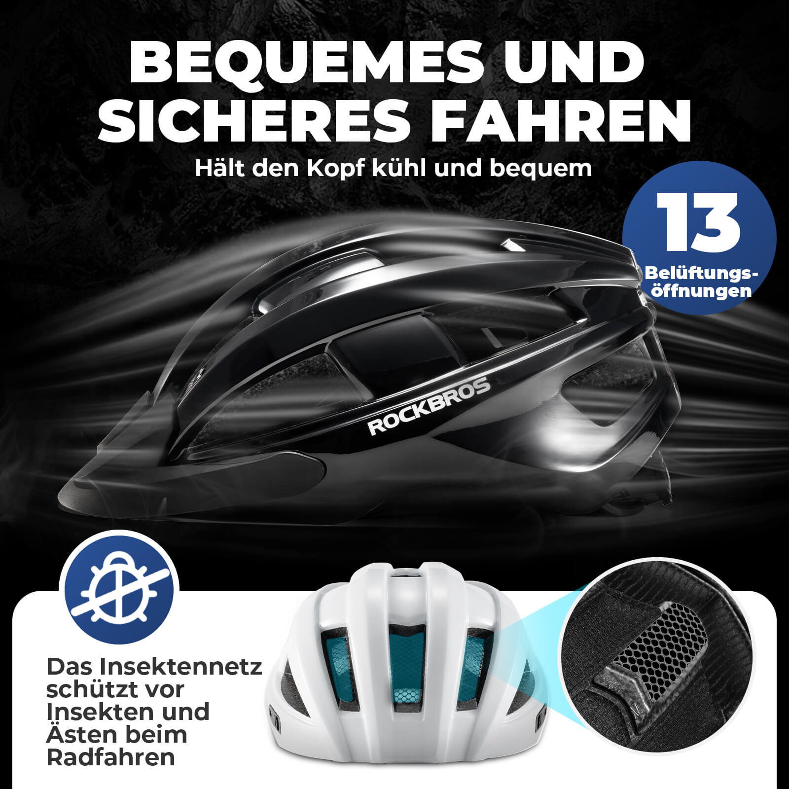 Fahrradhelm mit Rücklicht 55 - 61cm - Fahrradhelme ROCKBROS - EU - NooMii
