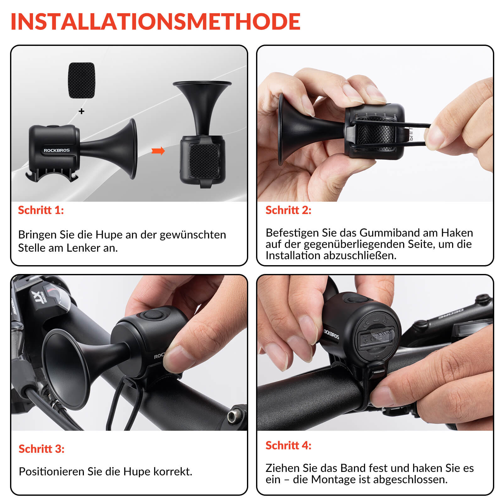 Fahrradklingel Elektrisch 120dB Ton IPX4 Wasserschutz Kinder/Erwachsene - Fahrradklingel ROCKBROS - EU - NooMii