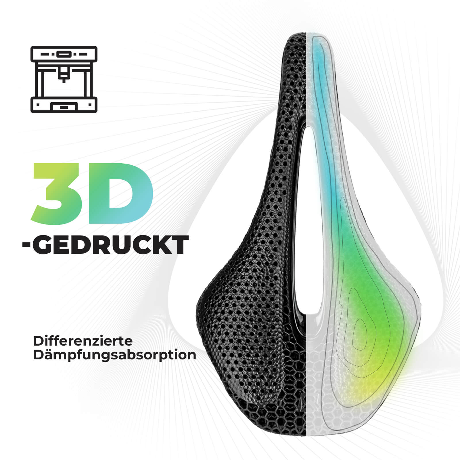 Fahrradsattel 3D - gedruckter Ergonomisch - Fahrradsattel ROCKBROS - EU - NooMii