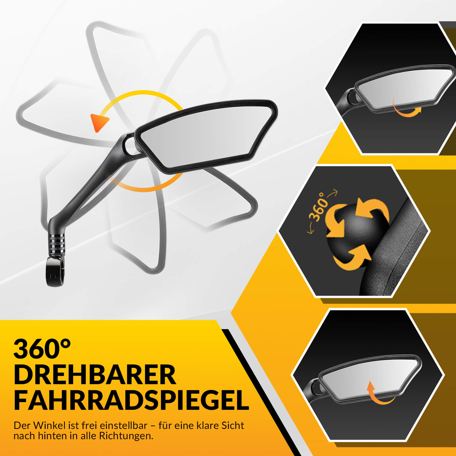 Fahrradspiegel Rückspiegel 360 ° Verstellbarer für Lenker 21 - 26mm - Fahrradspiegel ROCKBROS - EU - NooMii