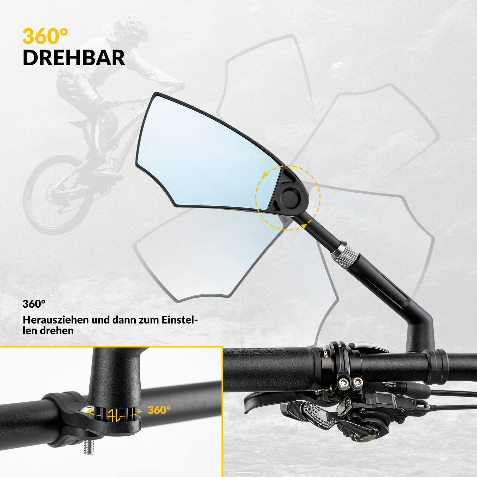 Fahrradspiegel Rückspiegel 360°Drehbar Klappbar für Lenker 20–23mm - Fahrradspiegel ROCKBROS - EU - NooMii