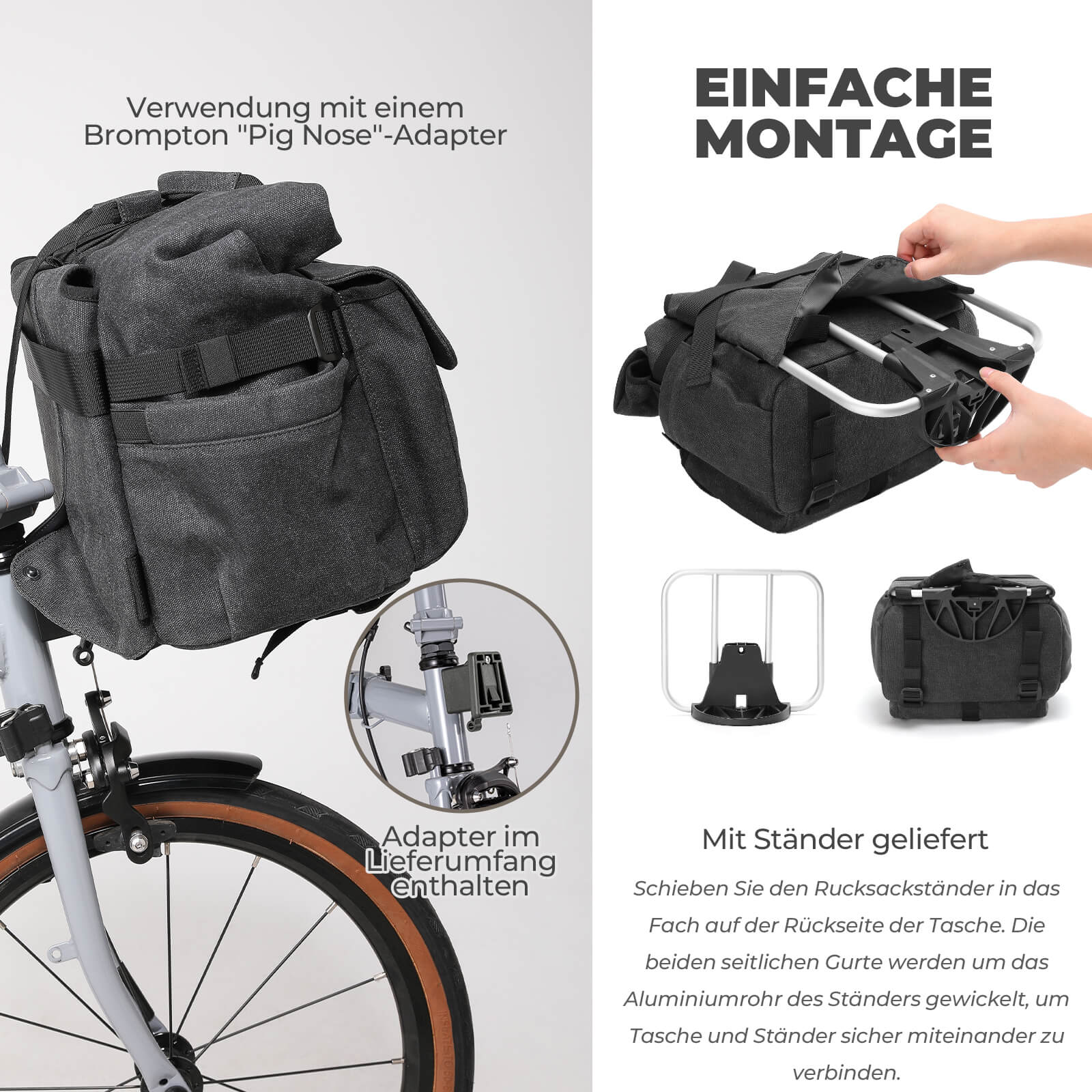 Fahrradtasche Lenkertasche für Brompton 15L+1,8L - Fahrradtaschen ROCKBROS - EU - NooMii