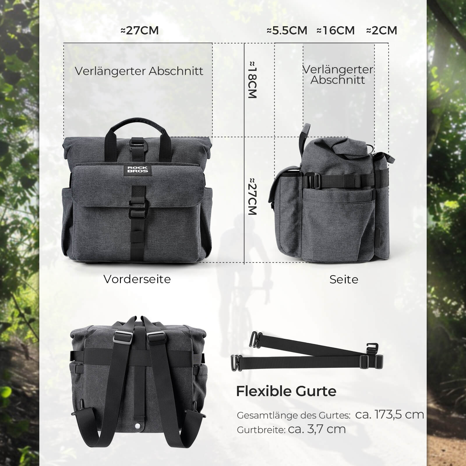 Fahrradtasche Lenkertasche für Brompton 15L+1,8L - Fahrradtaschen ROCKBROS - EU - NooMii