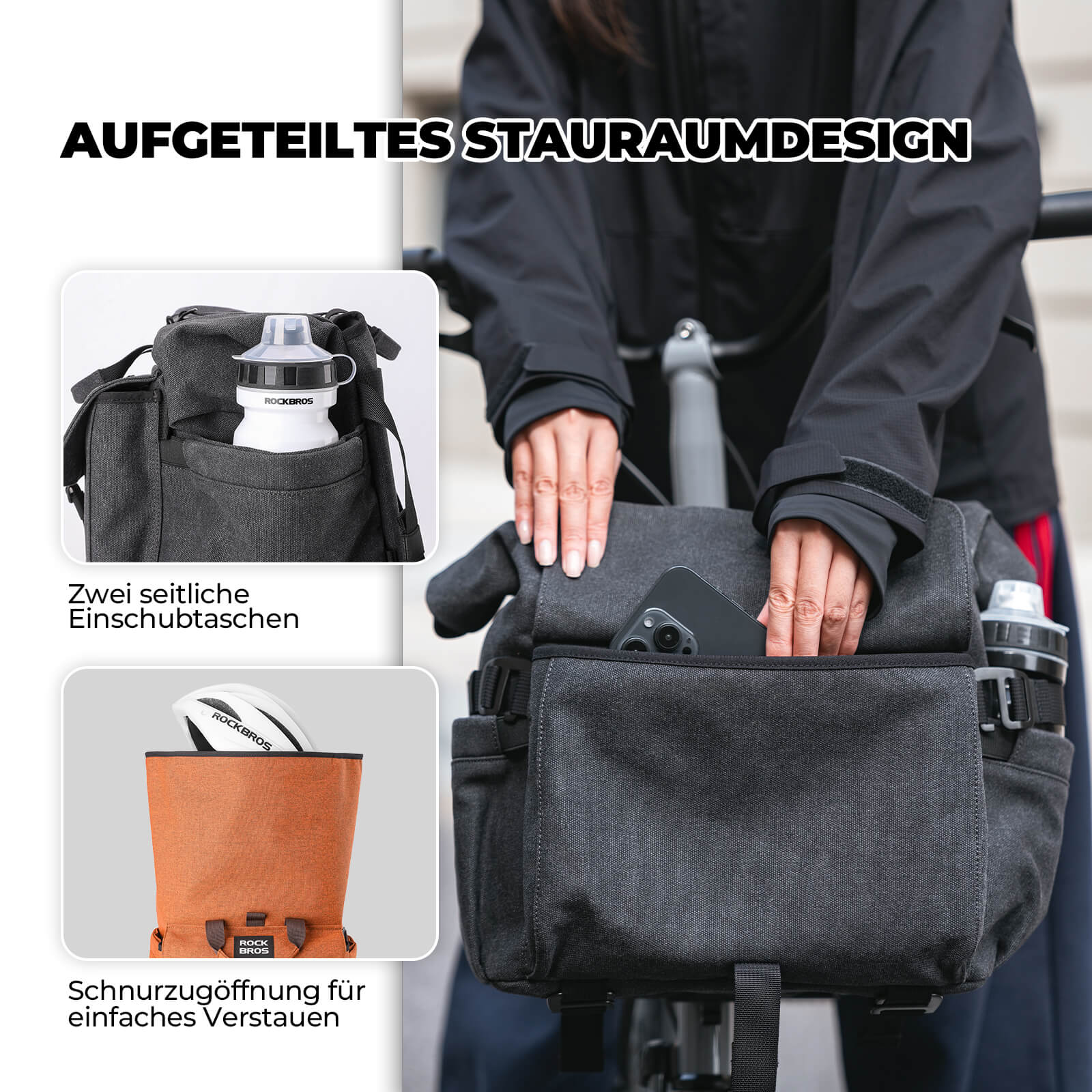Fahrradtasche Lenkertasche für Brompton 15L+1,8L - Fahrradtaschen ROCKBROS - EU - NooMii