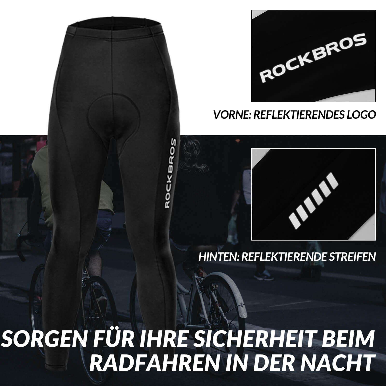 Herren Gepolsterte Fahrradhose Atmungsaktiv Herbst/Frühling - Fahrradhose ROCKBROS - EU - NooMii