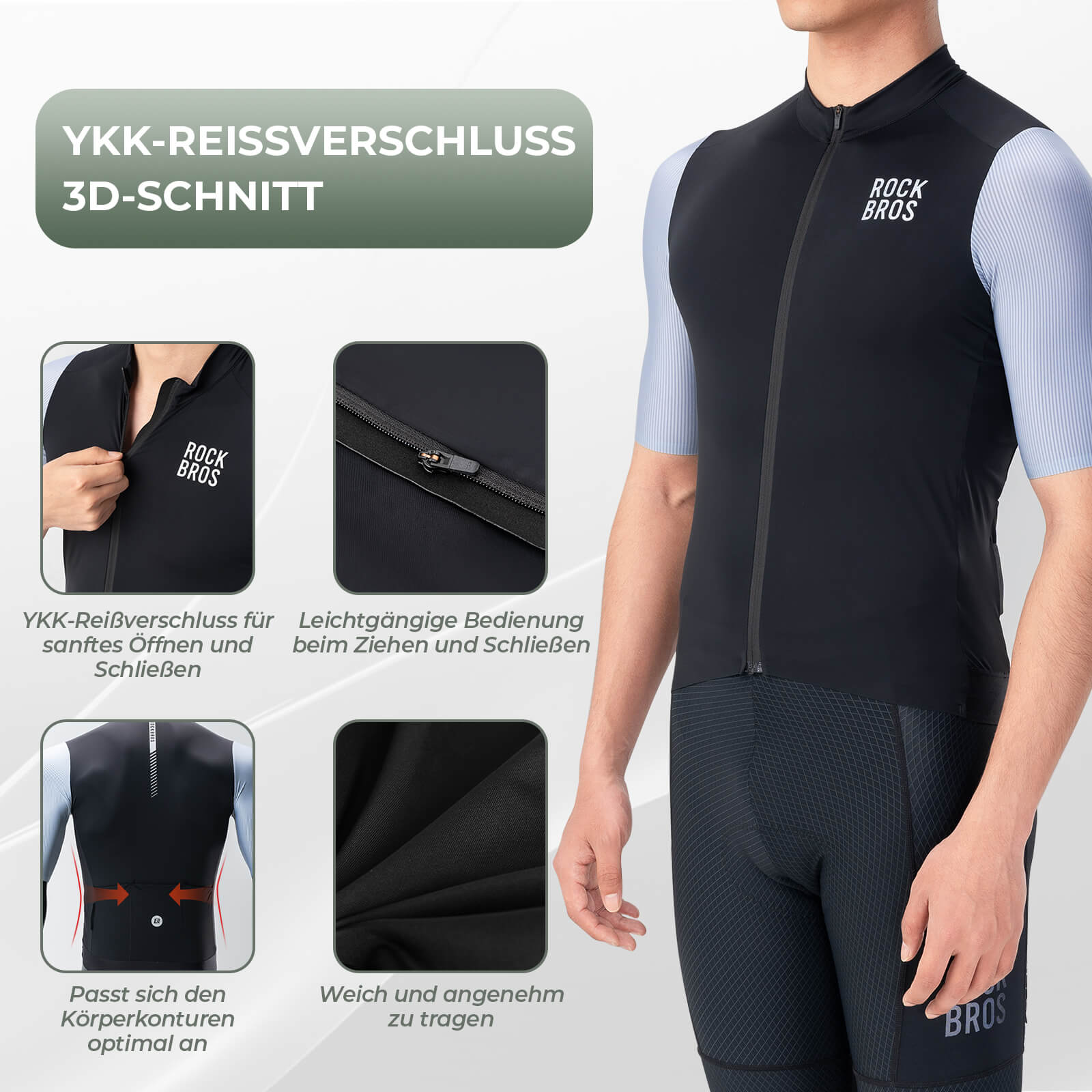 Herren Kurzarm Fahrradtrikot Schnelltrocken Atmungsaktiv Sommer - Fahrradtrikot ROCKBROS - EU - NooMii