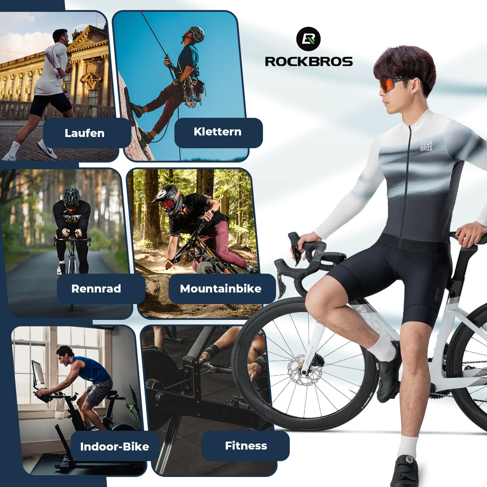 Herren Langarm - Radtrikot Schnell Trocknend Atmungsaktiv - Fahrradtrikot ROCKBROS - EU - NooMii