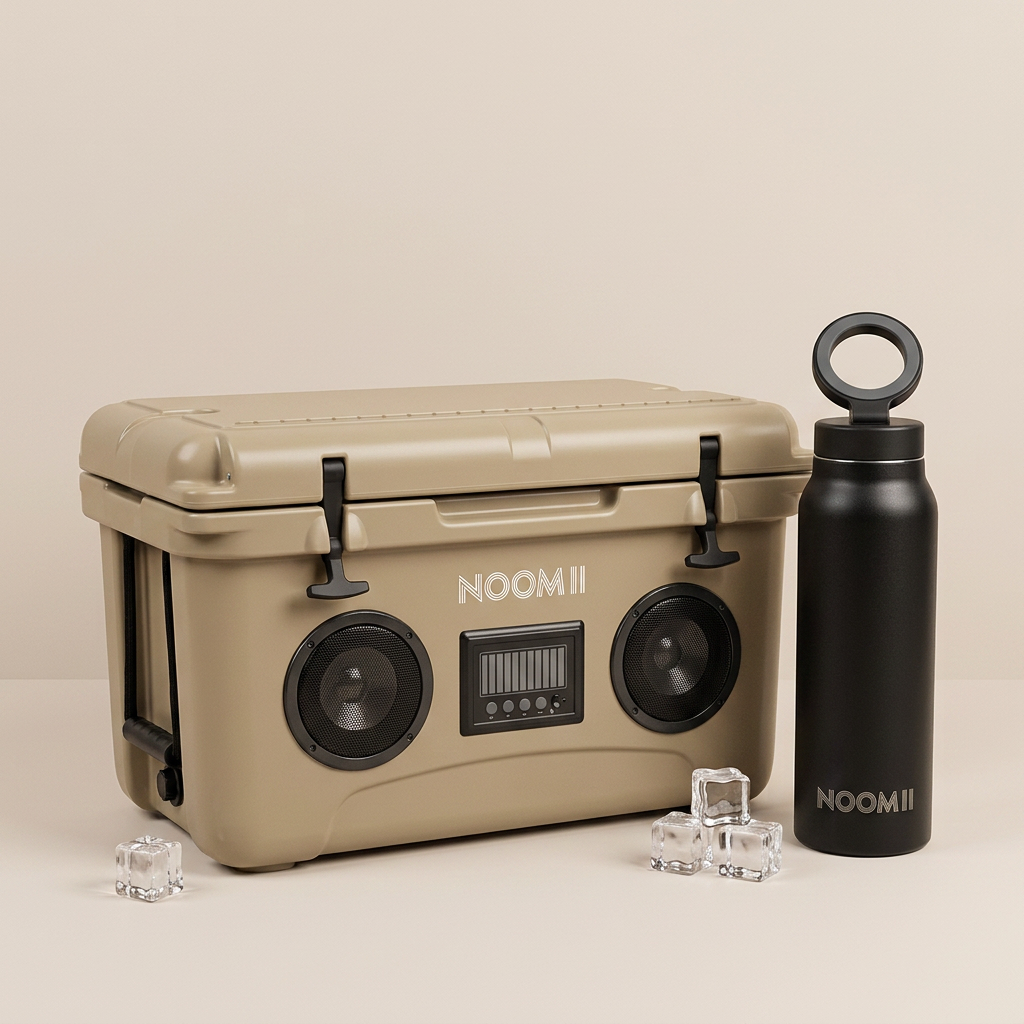 NooMii Sommer-Set: ColdBeats 45 Kühlbox mit Bluetooth-Lautsprecher und Edelstahl-Trinkflasche als Bundle