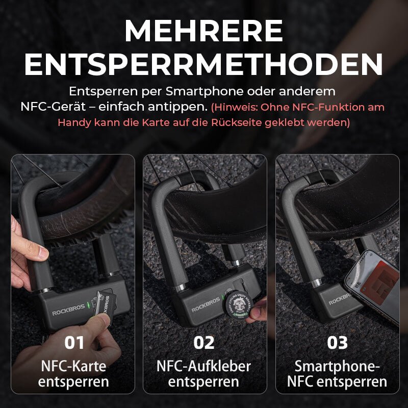 Intelligentes NFC Fahrradschloss Wasserdicht - Fahrradschloss ROCKBROS - EU - NooMii