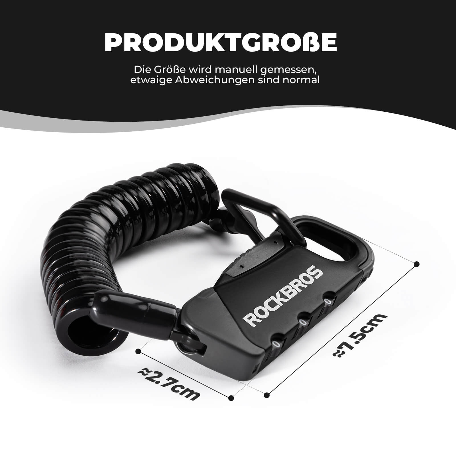 Kabelschloss Zahlenschloss Helmschloss 120cm Leicht - Fahrradschloss ROCKBROS - EU - NooMii