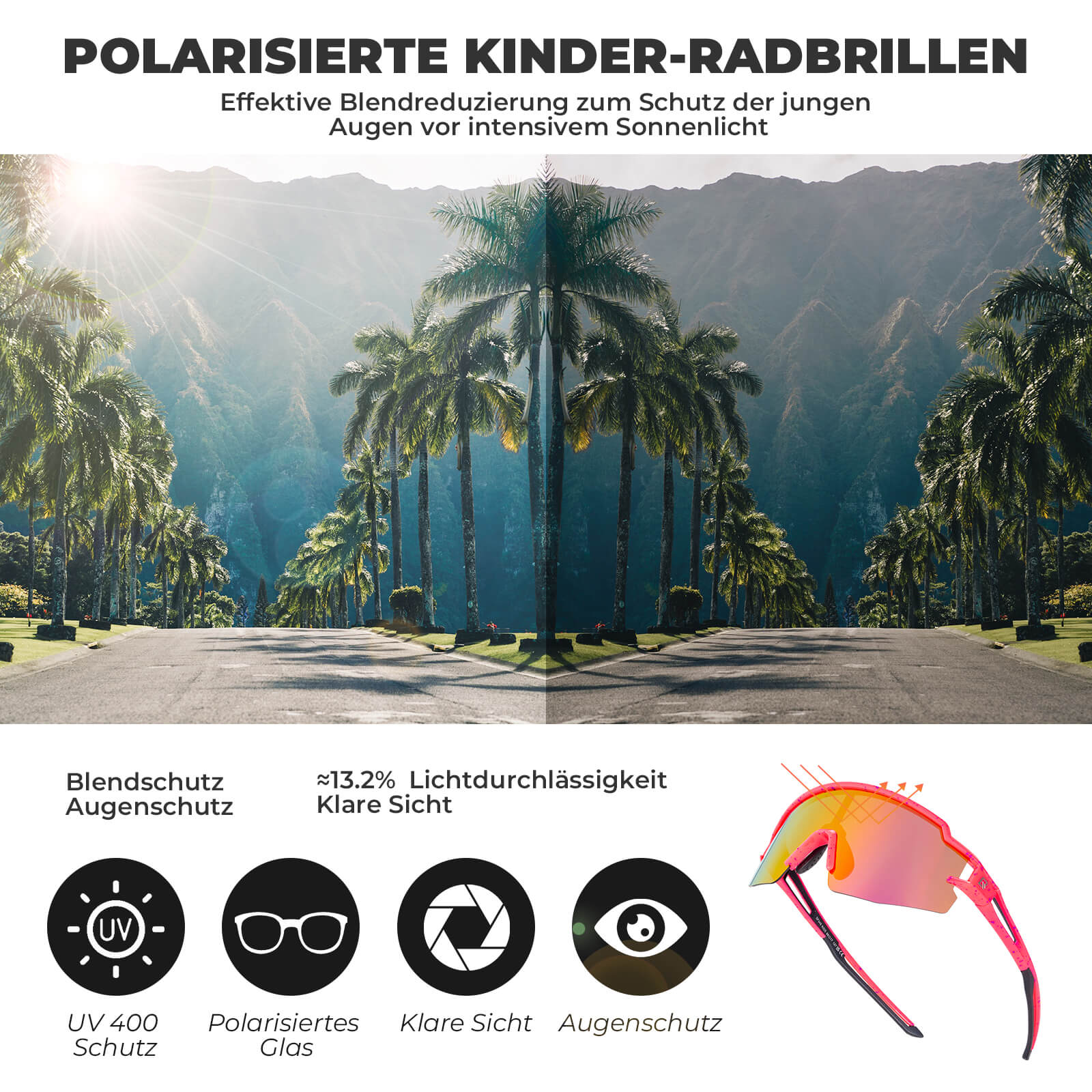 Kinder Fahrradbrille Polarisiert UV400 Schutz - Fahrradbrille ROCKBROS - EU - NooMii