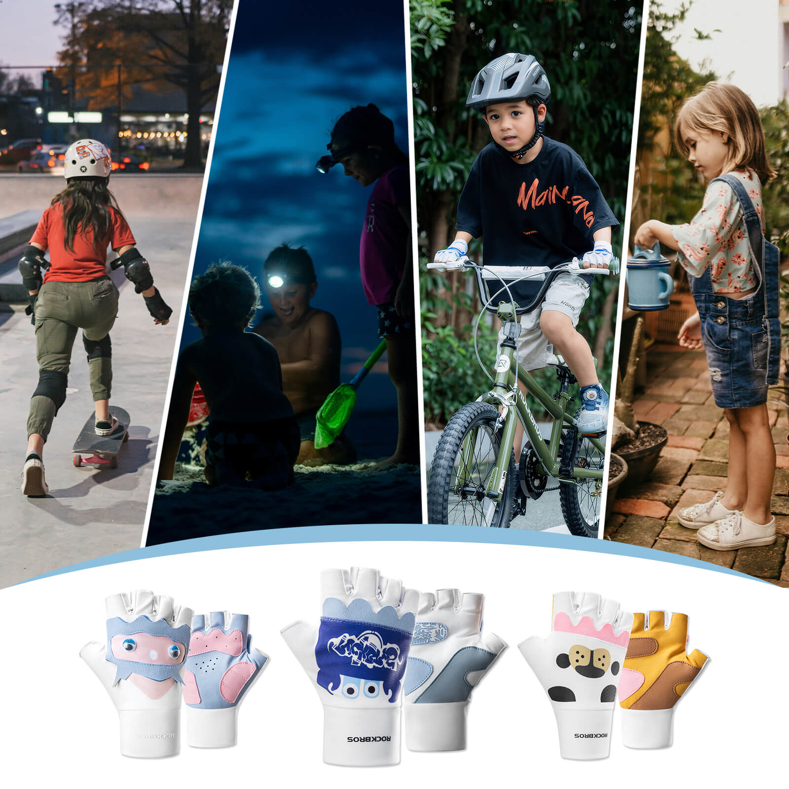 Kinder Halbfinger Fingerlose Fahrradhandschuhe - Fahrradhandschuhe ROCKBROS - EU - NooMii