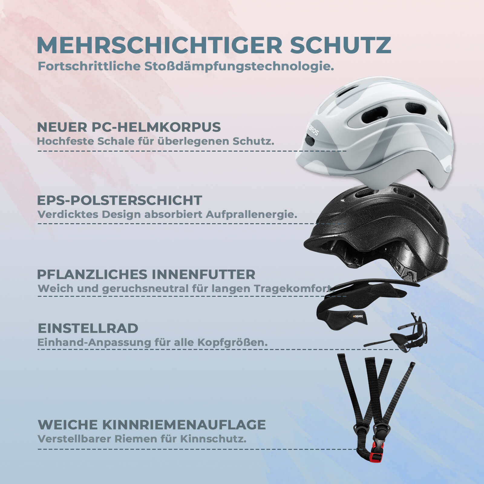 Kinderhelm Rücklicht - Kompatibel 54–58 cm 6–18 Jahre - Helme für Kinder ROCKBROS - EU - NooMii