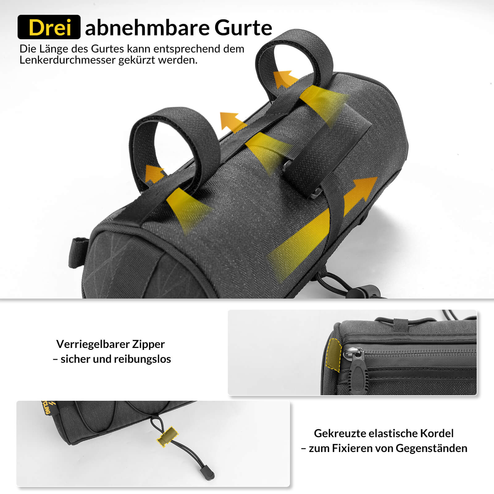 Lenkertasche 2,1L mit Schultergurt für MTB, Rennrad, Gravel & E - Bike - Fahrradtaschen ROCKBROS - EU - NooMii