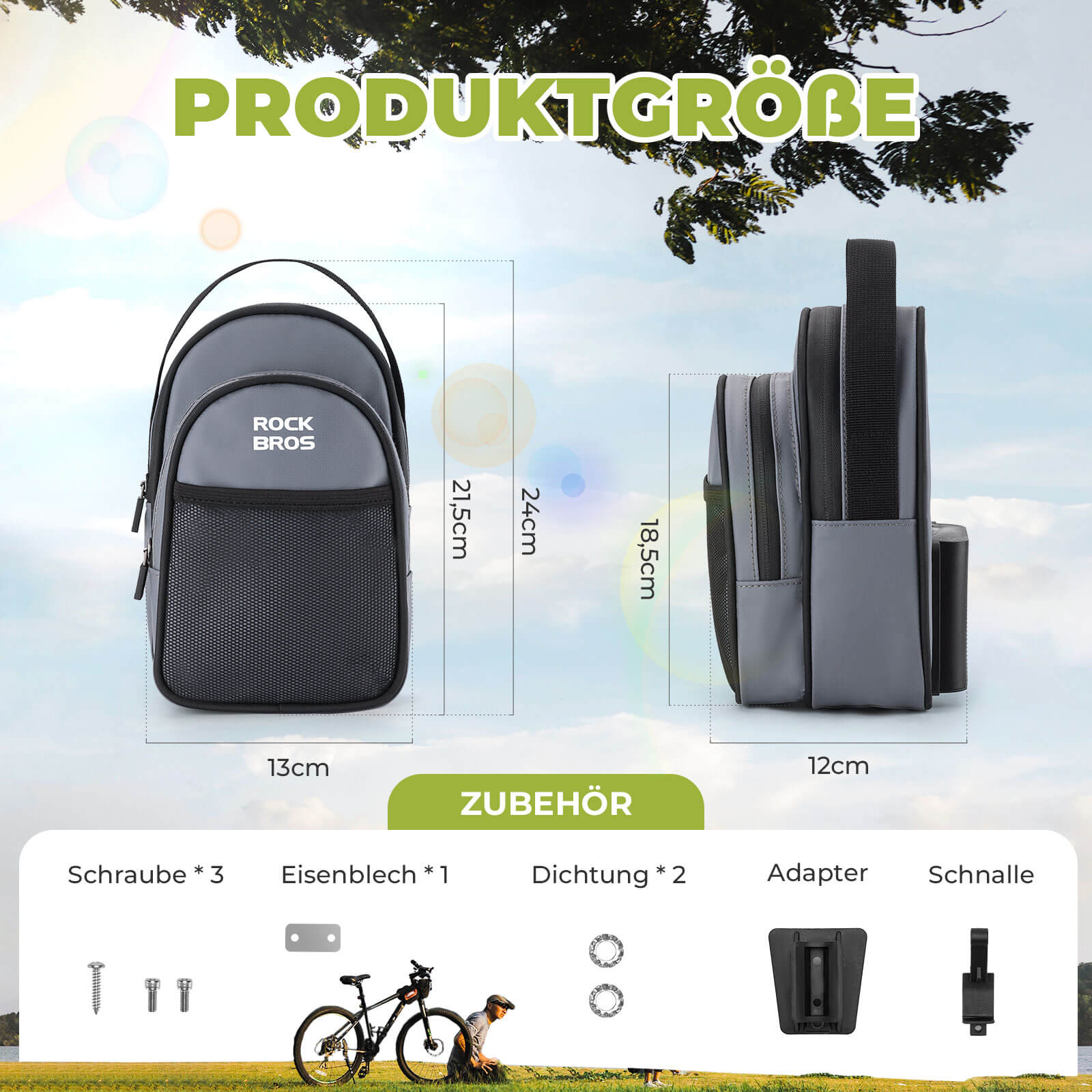 Lenkertasche für Klapprad/Brompton 1,8L - Fahrradtaschen ROCKBROS - EU - NooMii