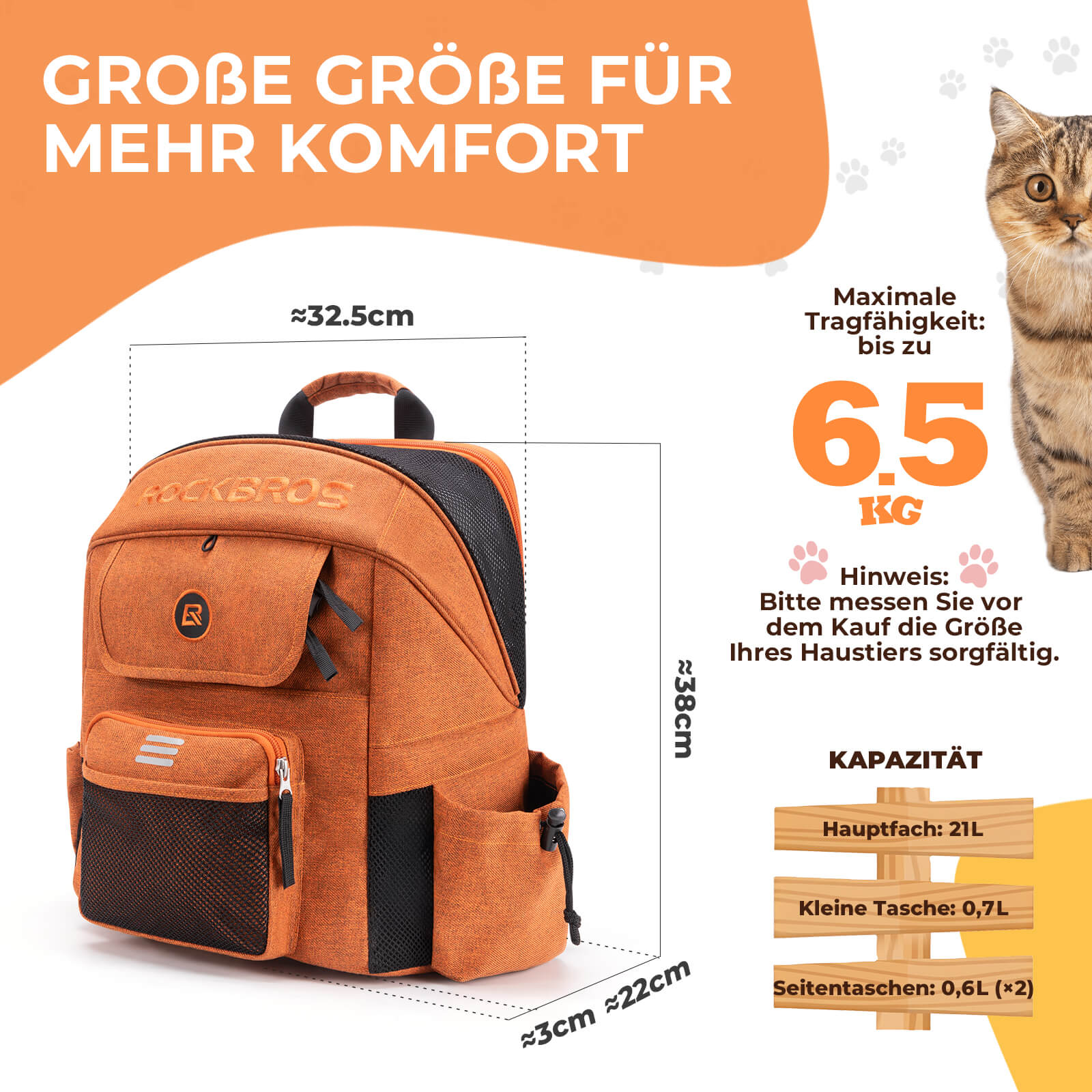 Lenkertasche Haustiertasche für Brompton/Klapprad 21 L - Fahrradtaschen ROCKBROS - EU - NooMii