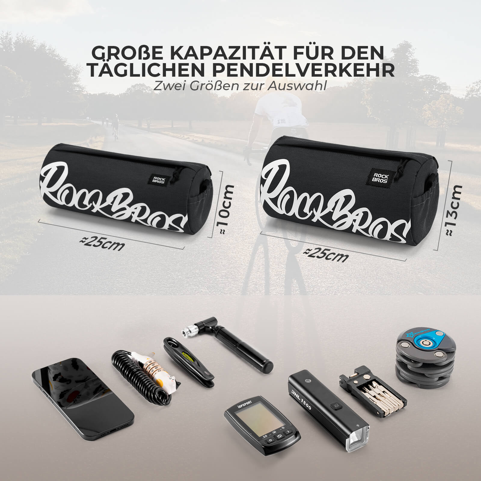 Lenkertasche Klein mit Schultergurt 2L/3,6L - SketchRide Series - Fahrradtaschen ROCKBROS - EU - NooMii