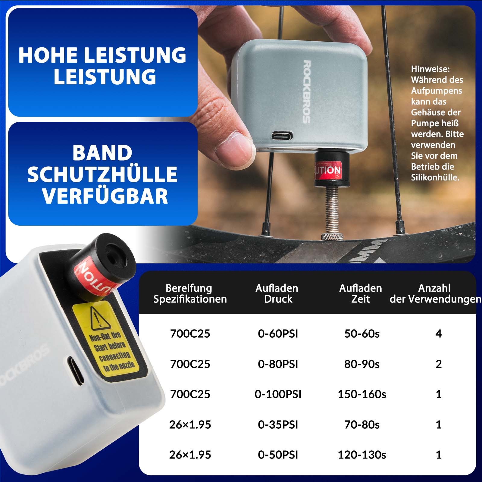 MINI Elektrische Fahrradpumpe AS1 - Fahrrad Luftpumpen ROCKBROS - EU - NooMii