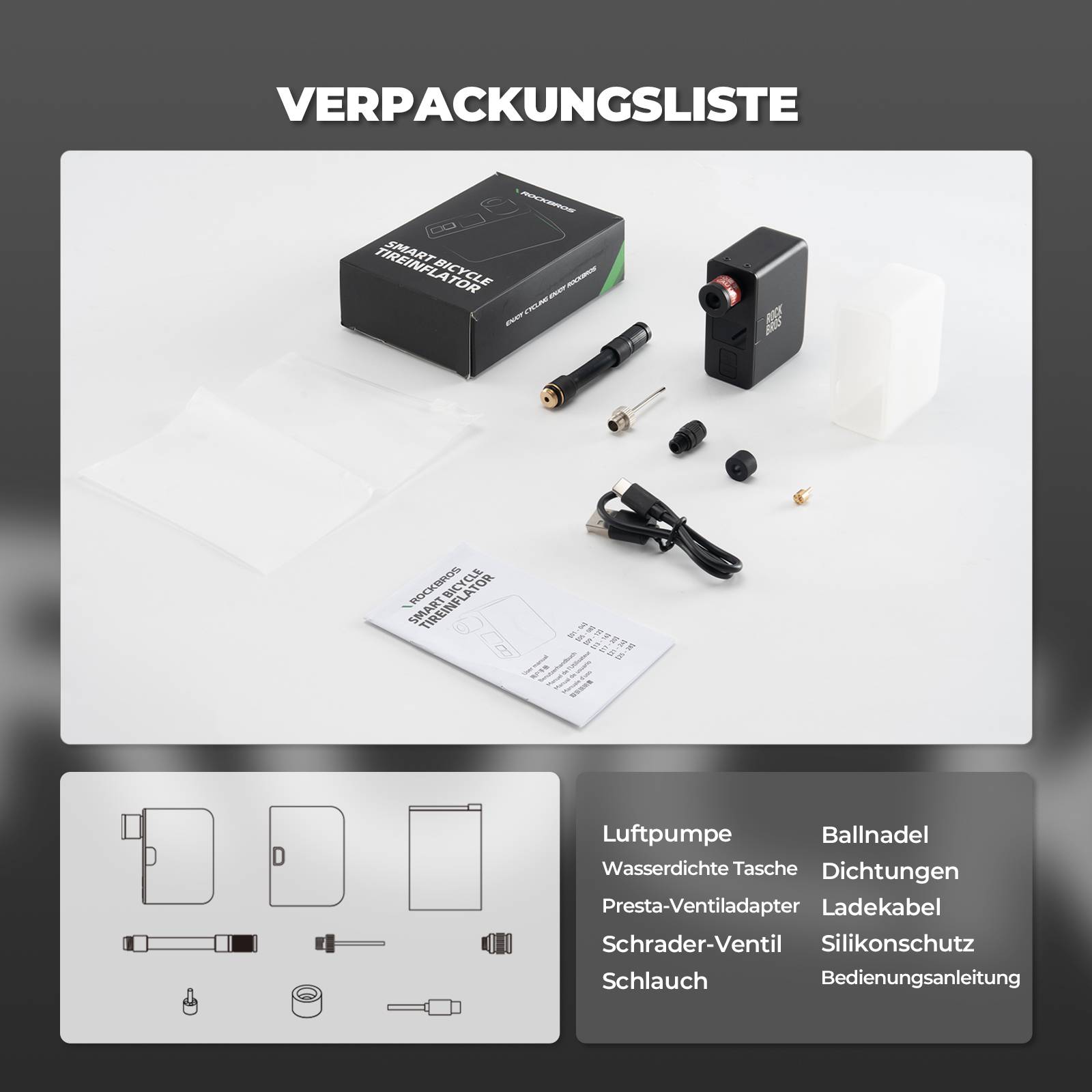 MINI Elektrische Fahrradpumpe AS1 Pro - Fahrrad Luftpumpen ROCKBROS - EU - NooMii