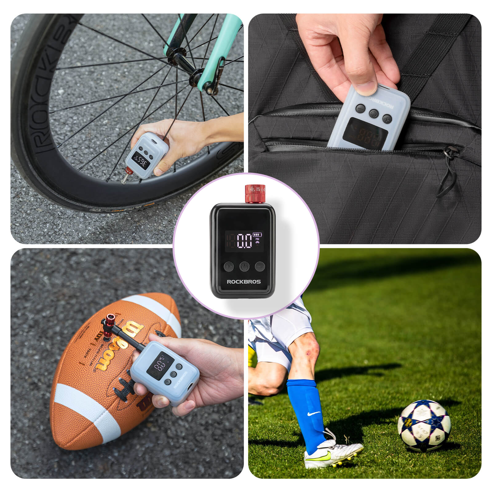 Mini Elektrische Fahrradpumpe LED - Anzeige - Fahrrad Luftpumpen ROCKBROS - EU - NooMii