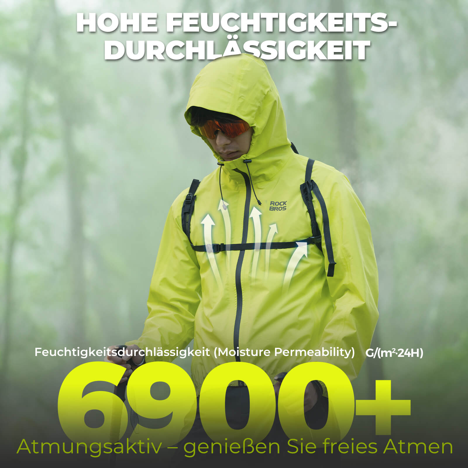 Neon Gelb Jacke Regenjacke Leicht Wasserdicht 0 - 15° Herren/Damen - Fahrradjacke ROCKBROS - EU - NooMii