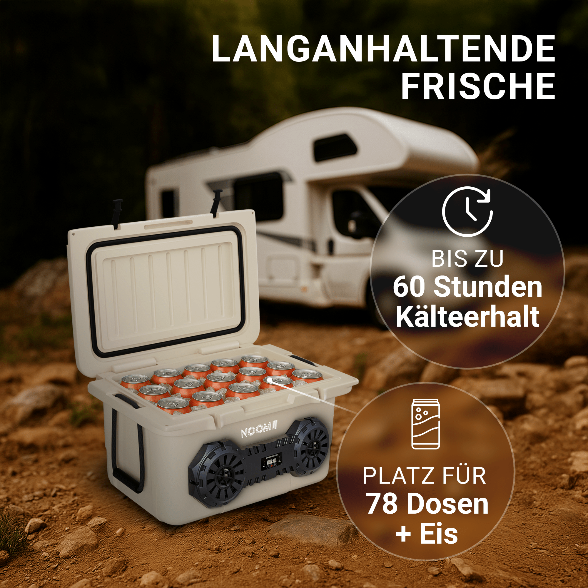 NooMii ArcticBeat 45 – Kühlbox mit integriertem Bluetooth - Lautsprecher | 45L Volumen - Kühlbox NooMii - NooMii